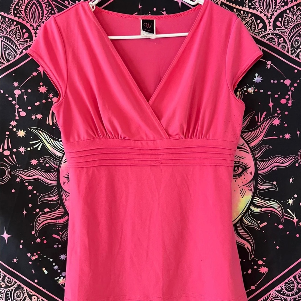 Hot Pink Flirty V-Neck Top